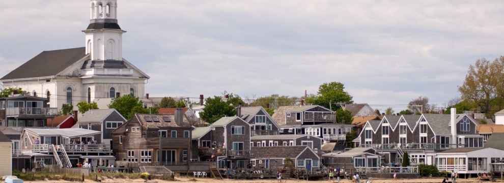 Beachfront houses in Provincetown, Cape Cod, Massachusetts, USA at the beginning of summer